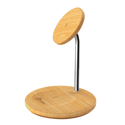 スマホアクセサリー 木目調 マグネット式 2in1ワイヤレス充電器 JUPW2106NP-j5create