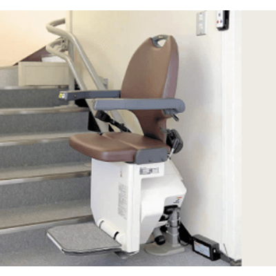 いす式階段昇降機曲線階段設置タイプの階段昇降機 昇助くんNRシリーズ-有限会社スマイルケア