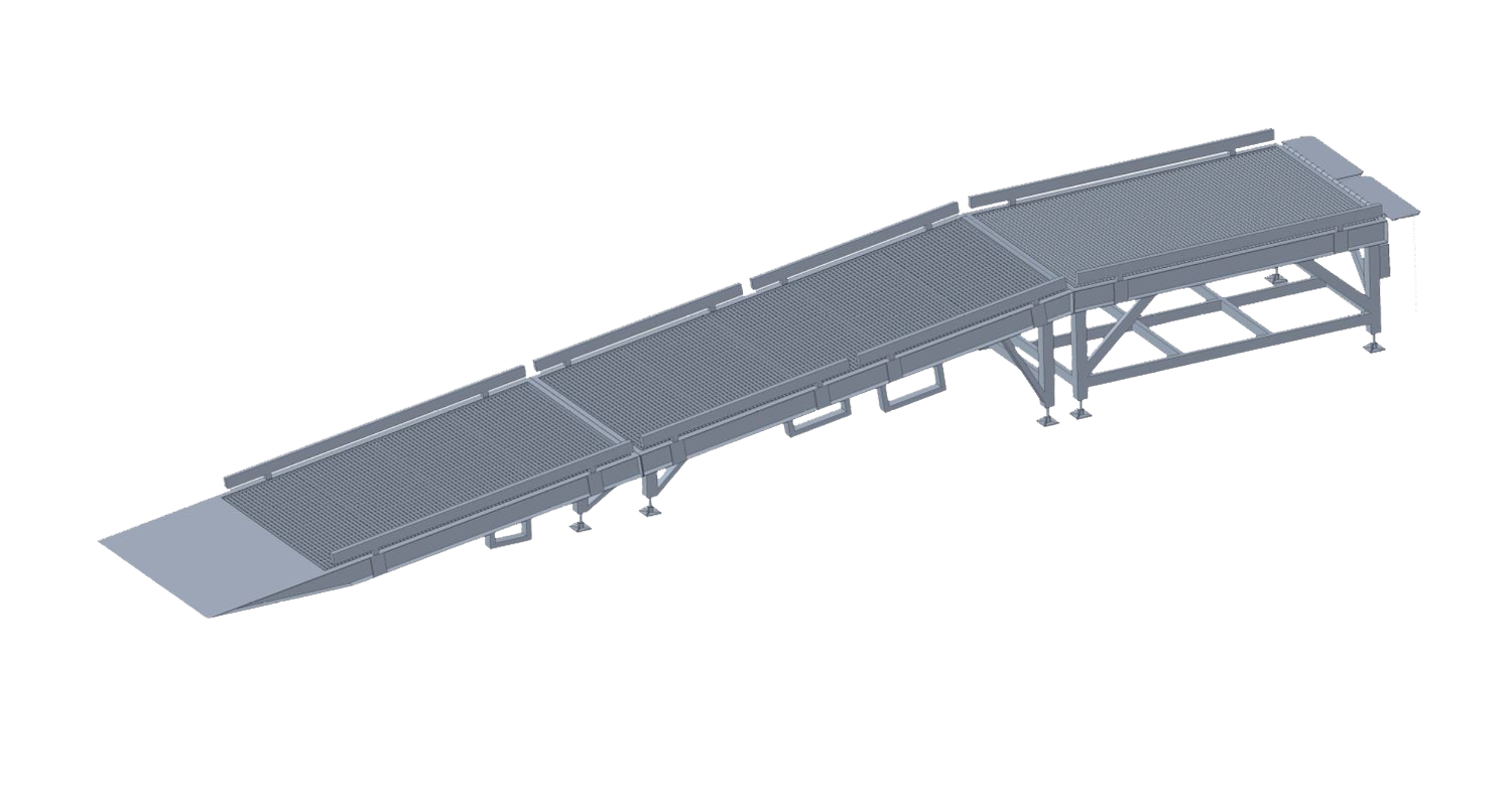 【雪国仕様】グレーチング床・溶融亜鉛鍍金バンニングスロープ 8t 3分割独立タイプ【中国製】-ボックス工業株式会社