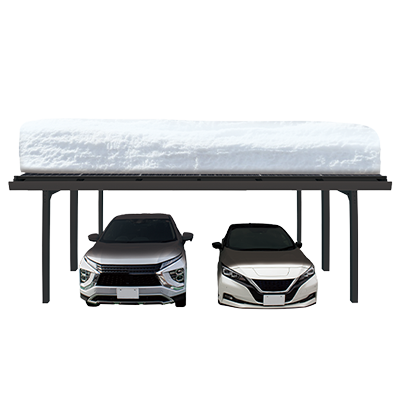 両面パネル搭載多雪地域向け ソーラーカーポートIBUKI®-スカイジャパン株式会社