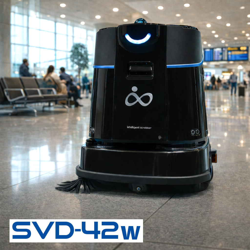 乾湿両用ロボットSVD42-w｜中小規模施設向け / 3Dライダーセンサー / 12時間長時間稼働 / 乾拭き水拭き対応-株式会社くうかん