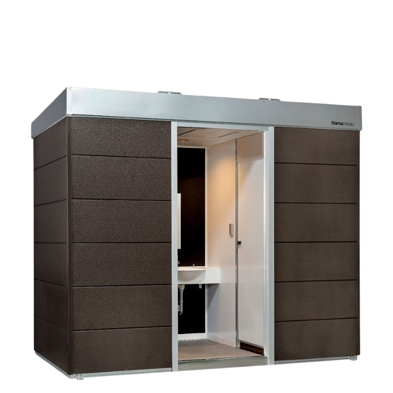 高級屋外トイレユニット「コムズトイレプラス」 水洗タイプ (3室／洋式+手洗+洋式) スタンダード-株式会社ハマネツ