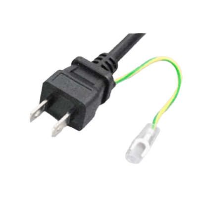 -Anti-tracking 2P plug with ground terminal on one side/Cut off on one side Round electric wire 12A-125V Power cable ACJ-2TP-12A