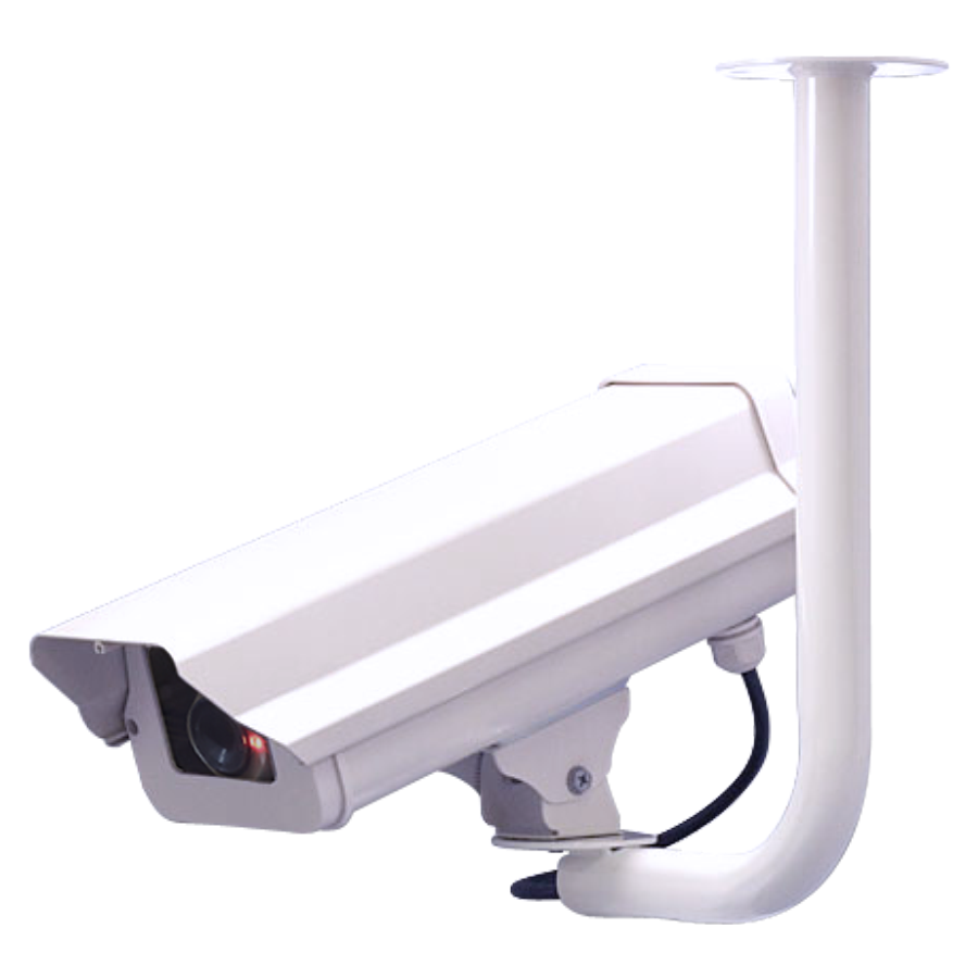 ダミーカメラ ロングハウジング LED点滅 (アルミ筐体 乾電池) 国内組立 取付台セット CT-F020R-B-セキュテック株式会社