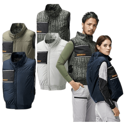 空調作業服 ベスト アタックベース The tough 空調風神服 チタンベスト (ファン無し) サイドファン 2025年モデル 8700-TRYS株式会社