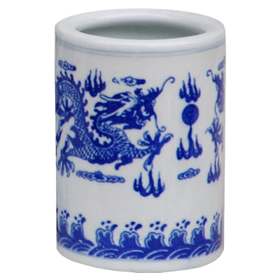 筆巻・筆置・筆吊り等 青花陶器筆筒 (小)-協和貿易株式会社