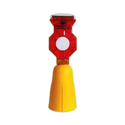 円形 ソーラー式工事灯・幅85mm (赤回転点灯・高輝度反射テープ/はかま付) JGS-028-002-株式会社JGサービス