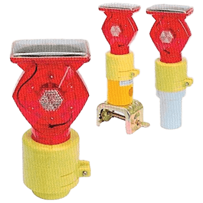 円形 ソーラー高輝度LED工事灯・幅75mm (点滅・赤)-株式会社JGサービス