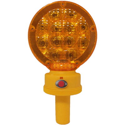 中型電池式 LED警告灯/高輝度LED黄 (吊下げ/カットコーン用ジョイント付) JGS3-112-株式会社JGサービス