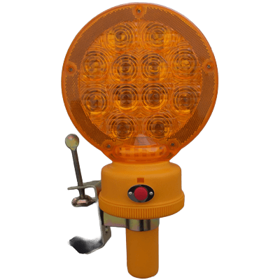 中型電池式 LED警告灯/高輝度LED黄 (吊下げ/カットコーン用ジョイント/単管等取付金具付) JGS3-113-株式会社JGサービス