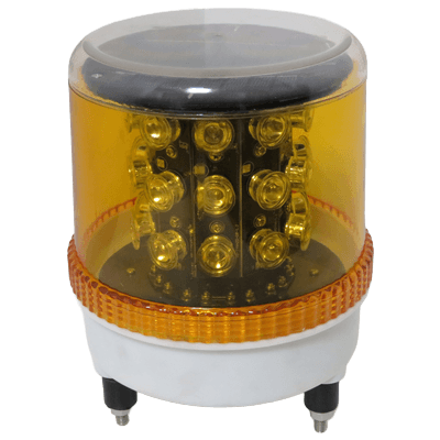 円筒形 ソーラー充電式LED警告灯・黄フラッシュ点滅/回転・φ175mm (3点ボルト留/リモコンスイッチ付属) JGS-367-株式会社JGサービス