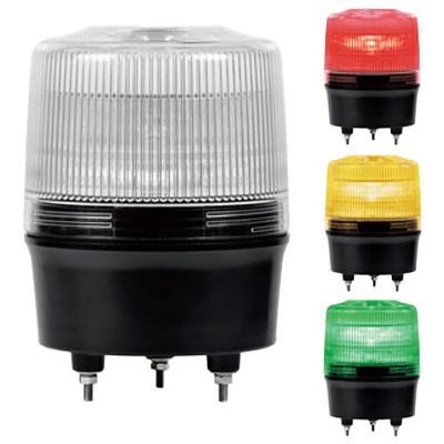 多色発光モータレスLED回転灯・φ120×高さ155mm・赤/緑/黄 (ニコトーチ・DC12V-DC24V・3点留/回転)-株式会社JGサービス