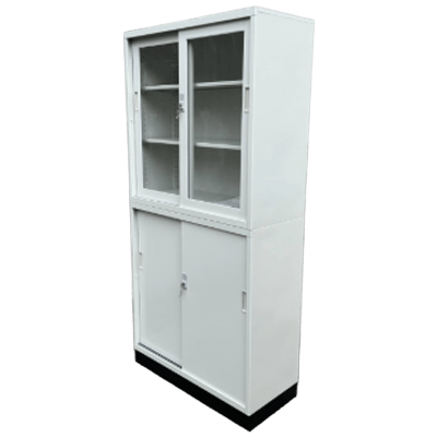 ガラス+スチール引違い書庫 33タイプ 303G-AW 303D-AW 3×3B-有限会社今井家具店