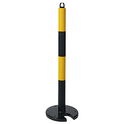 車が当たってもポールが折れない・車が傷つかない 駐車場ポール 車止めやわらかゴムポール〈ブラック・イエロー〉-和気産業株式会社
