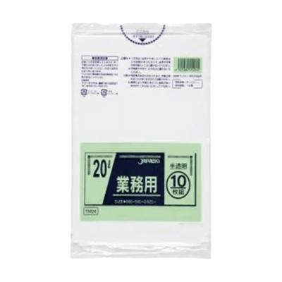 ゴミ袋 20リットル ジャパックス メタロセン配合強力ゴミ袋 TM24半透明-合同会社矢野紙工
