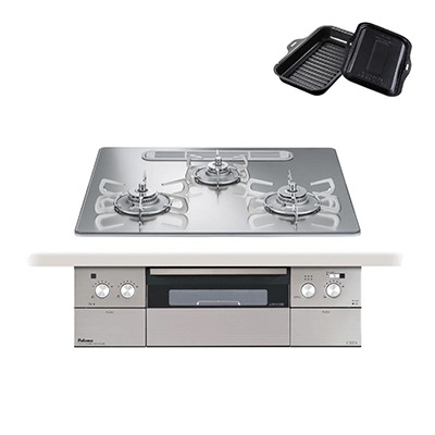 60cm グロスミラー ビルトインコンロ クレア PD-963WT-U60GG-ユアサプライムス株式会社