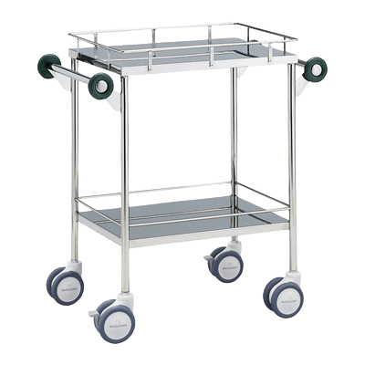 病棟・看護 回診車 四方手摺付 器械台 MY-1030 (600X450X800)-松吉医科器械株式会社
