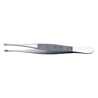鋼製器具 鑷子 W印外科鋭匙ピンセット C-138 (ステンレス) 130MM-松吉医科器械株式会社