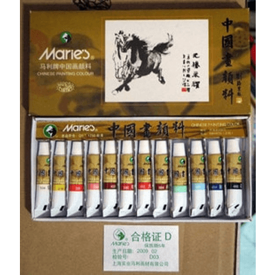 顔彩・鉄鉢 中国国画顔料 12色 チューブ入-協和貿易株式会社
