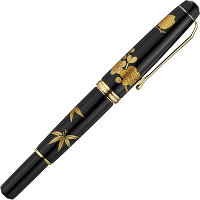万年毛筆 夢銀河 山中塗蒔絵 瑞祥松竹梅 (中字)-協和貿易株式会社