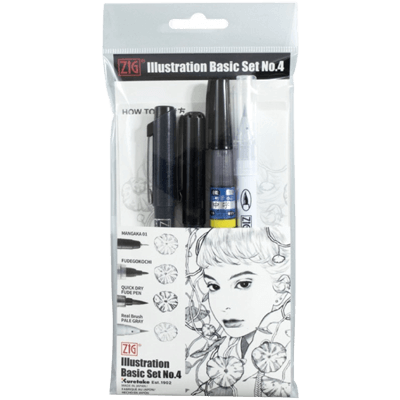 ZIG ILLUSTRATION SET 筆ぺん4本セット (IKTB-23/4V)-協和貿易株式会社