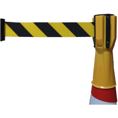 バリアライン コーンバーテープ・本体黄色/黄黒・ロック機能付 (0.3m-約3.0m) (安全・保安用品) JGD1-213-001-株式会社JGサービス