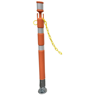 プラスチックチェーン内蔵鉄板スタンド・オレンジ白・840mm (白反射/強力マグネット・フック付/パッチンNEO) JG10-002-002-株式会社JGサービス