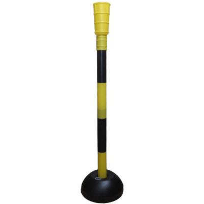 スタンド (樹脂製) 工事用保安ポールセット・黄黒 (4本継/200mm×4本/ホヤ) JG-608-株式会社JGサービス