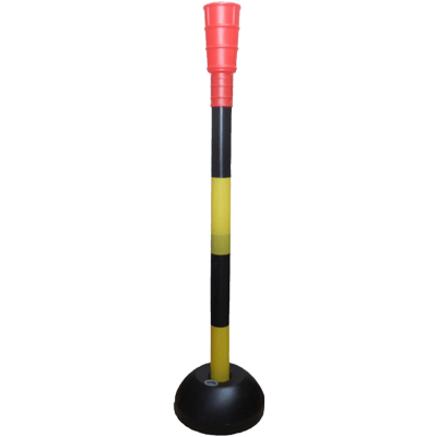 スタンド (樹脂製) 工事用保安ポールセット・黄黒 (4本継/200mm×4本/赤ホヤ) JG-609-株式会社JGサービス