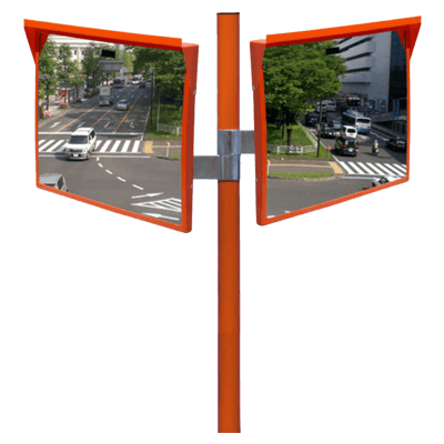 アクリルカーブミラー 二面鏡・450mm×600mm (鏡面・支柱側取付金具付属) JGK-814-株式会社JGサービス