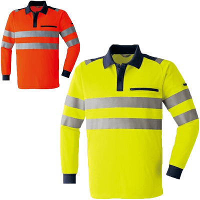高視認長袖ポロシャツ 高視認ウェアシリーズ w-493-0396-TRYS株式会社