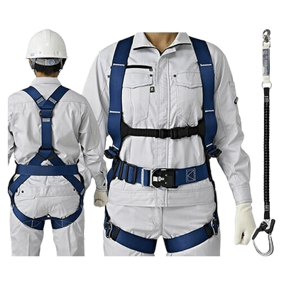 墜落制止用器具 ハーネス型 (1丁掛け 第2種) 凛 ワンタッチバックル (OTII) /1丁掛け ショックアブソーバ付伸縮ランヤード (第2種)-TRYS株式会社