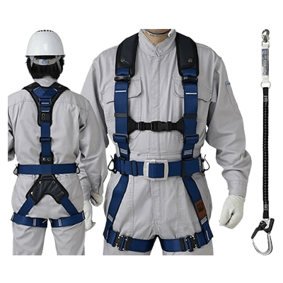 墜落制止用器具 輝II (肩・腰パット付) 軽量バックル (SK) /1丁掛け ショックアブソーバ付伸縮ランヤード (第2種)-TRYS株式会社