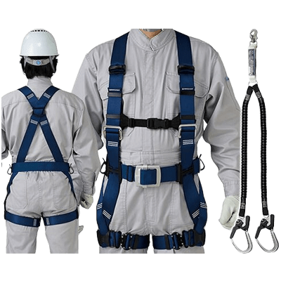 墜落制止用器具 ハーネス型 (2丁掛け 第2種) 匠II 軽量バックル (SK) /2丁掛け ショックアブソーバ付伸縮ランヤード (第2種)-TRYS株式会社