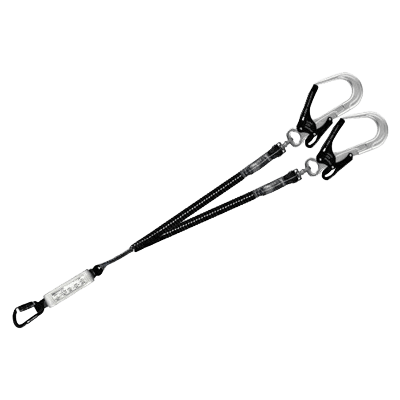 墜落制止用器具 ハーネス型 (ランヤード・ロープ) AL蛇腹軽量ランヤード 100kg対応 (ダブル) DH01-J11L-A (D)-TRYS株式会社