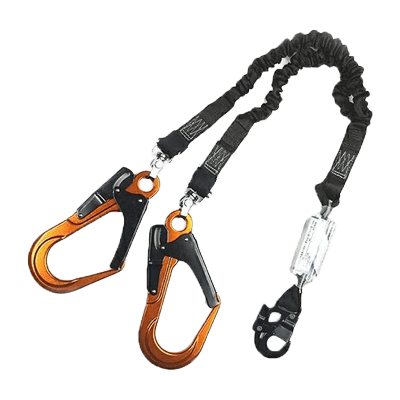 墜落制止用器具 ハーネス型 (ランヤード・ロープ) 蛇腹式ランヤード 20BL T1 2丁掛け-TRYS株式会社