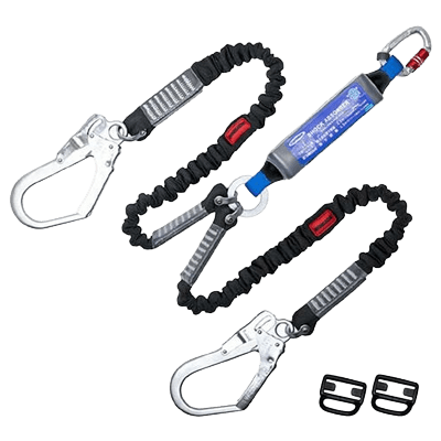 墜落制止用器具 2丁掛け伸縮ストラップ式ランヤード (第2種) ノビロン THL-2-NV90H-21KS-BK-2R23-TYPE2-TRYS株式会社