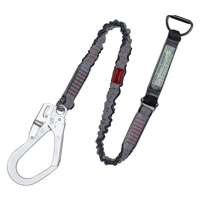 墜落制止用器具 胴ベルト型 (ランヤード・ロープ類) 伸縮ストラップ式ランヤード D環 ノビロン 胴ベルト型用【新規格対応】-TRYS株式会社