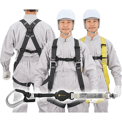 墜落制止用器具 反射フルハーネス 匠II 胴ベルトなし (N) /1丁掛け 巻取式ランヤード (第1種)-TRYS株式会社