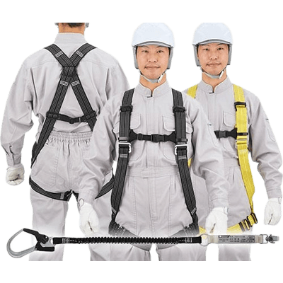 墜落制止用器具 反射フルハーネス 匠II 胴ベルトなし (N) /1丁掛け ショックアブソーバ付伸縮ランヤード (第1種)-TRYS株式会社