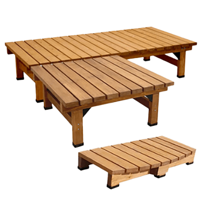 デッキ縁台2+ステップ1 3点セット・ライトブラウン DE-18090-3PSET-株式会社JGサービス