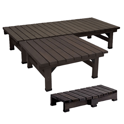 デッキ縁台2+ステップ1 3点セット・ダークブラウン DE-18090-3PSET-株式会社JGサービス