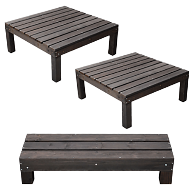 ユニットウッドデッキ ステップ付 デッキ2個+ステップ1個組・ダークブラウン SDKIT9090-2PSTP-DBR-株式会社JGサービス