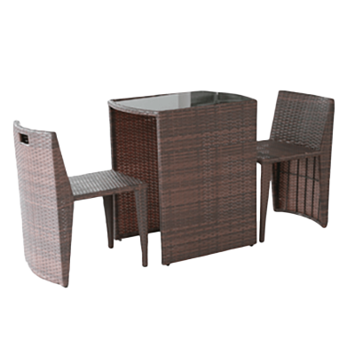 ガーデンファニチャー ラタン調コンパクトテーブル3点セット・ダークブラウン CP001-3PSET-株式会社JGサービス