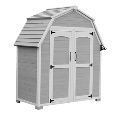 天然木収納庫 ギャンブレル・ルーフ木製収納庫・グレーホワイト KGAM-1850-株式会社JGサービス