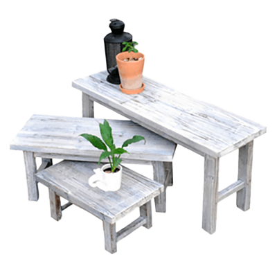 フラワースタンド ホワイトツール風花台3点セット・ホワイト ロータイプ-株式会社JGサービス