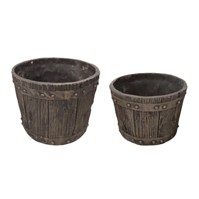 フラワースタンド FRP製バレルプランター (小/大セット) JG19-9-305-株式会社JGサービス