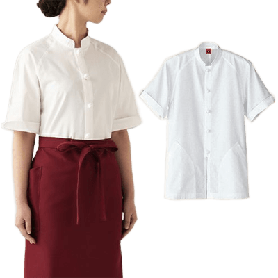 飲食店ユニフォーム コックコート 半袖[兼用] QA7303-0-TRYS株式会社