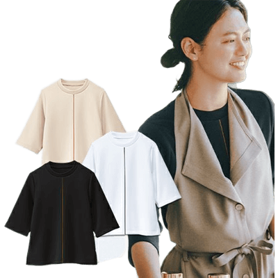 飲食店ユニフォーム Tシャツ・カットソー 七分袖 レディース Tシャツ-TRYS株式会社