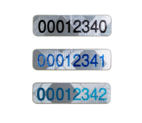 シリアルナンバリングシール-偽造防止ニス シリアルナンバーシール 20×5 消し銀（クロス）